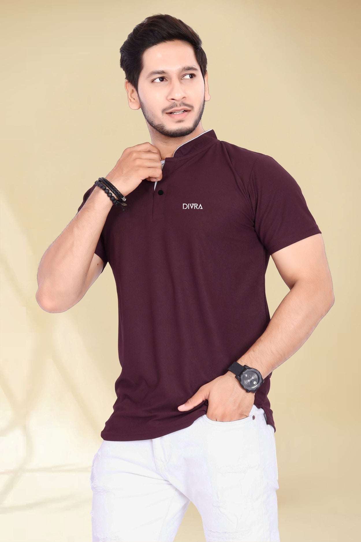 Mandarin Collar Tshirt for Men Chiku