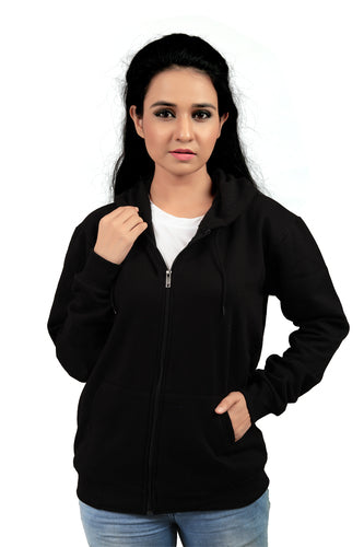 Women Zip Closer Plain Cotton Hoodies