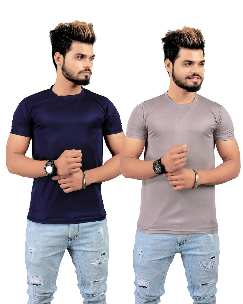 Men's Regular Fit Licra T-Shirt ( Pack Of 2 Combo )