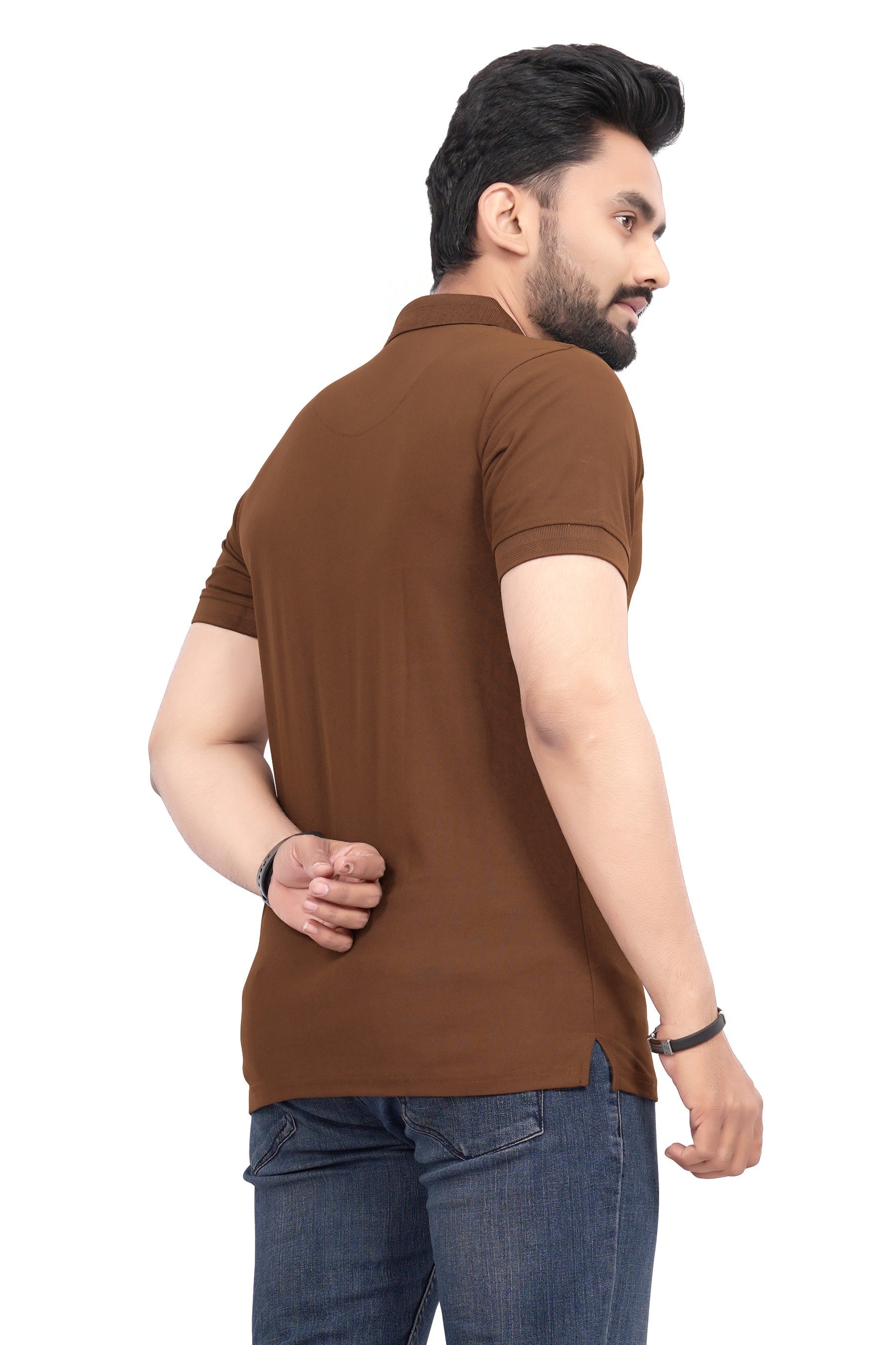 Buy Polo knit collar Tshit for Men Brown online