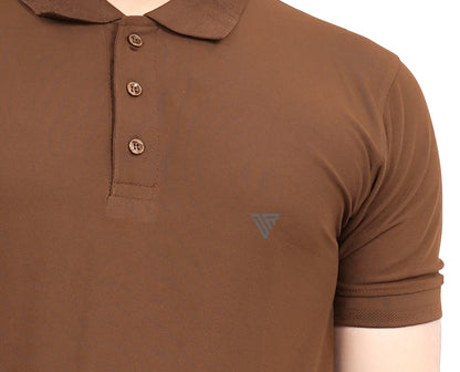 Buy Polo knit collar Tshit for Men Brown online