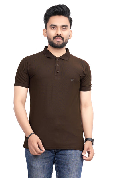 Buy Polo knit collar Tshit for Men  Cofee online