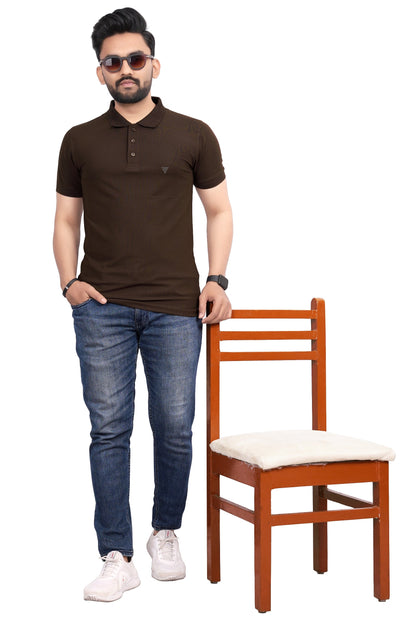 Buy Polo knit collar Tshit for Men  Cofee online