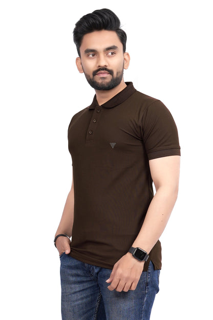 Buy Polo knit collar Tshit for Men  Cofee online