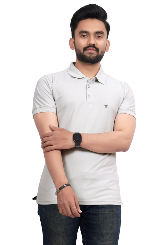 Buy Polo knit collar Tshit for Men  Grey online