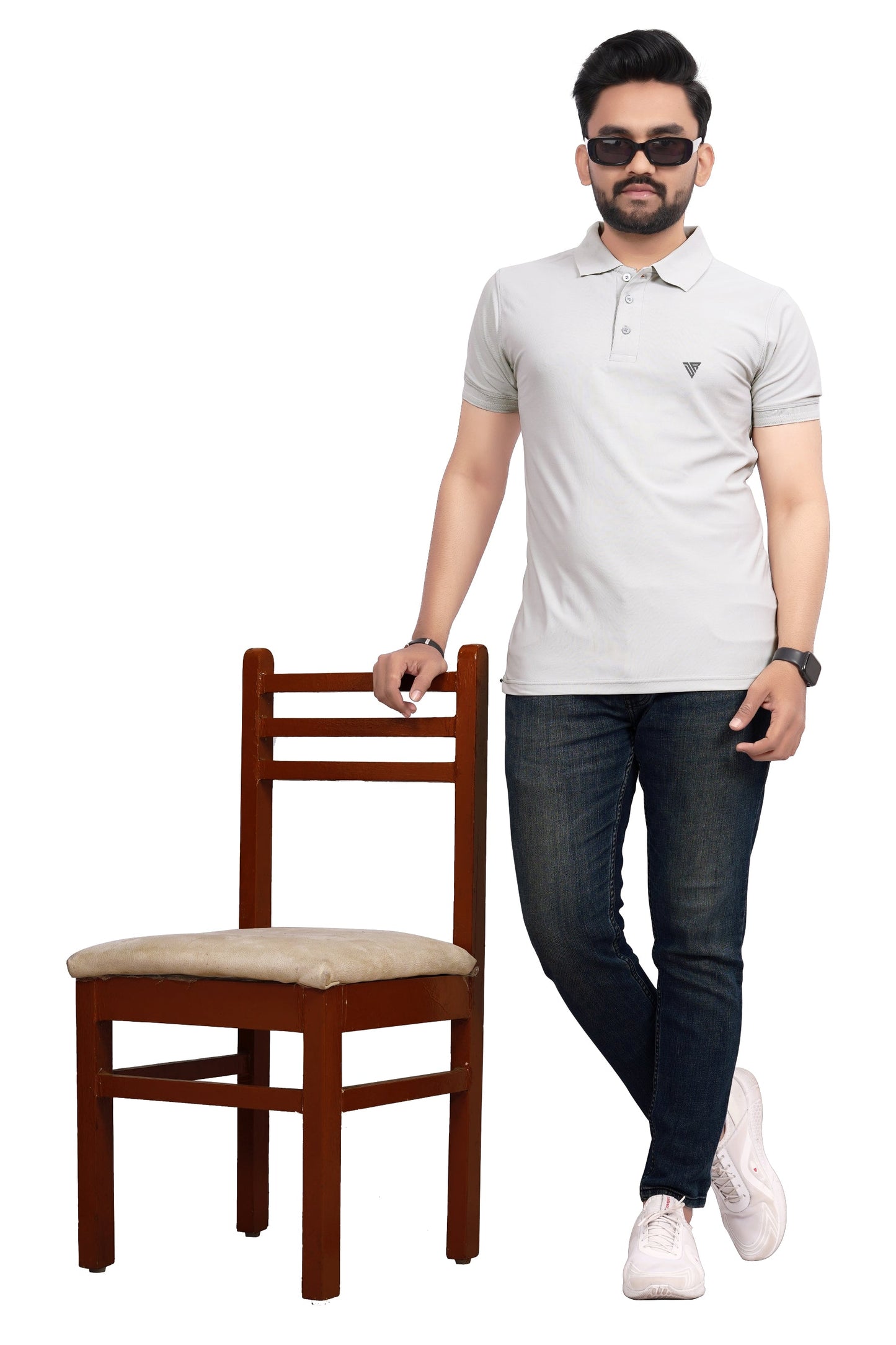 Buy Polo knit collar Tshit for Men  Grey online