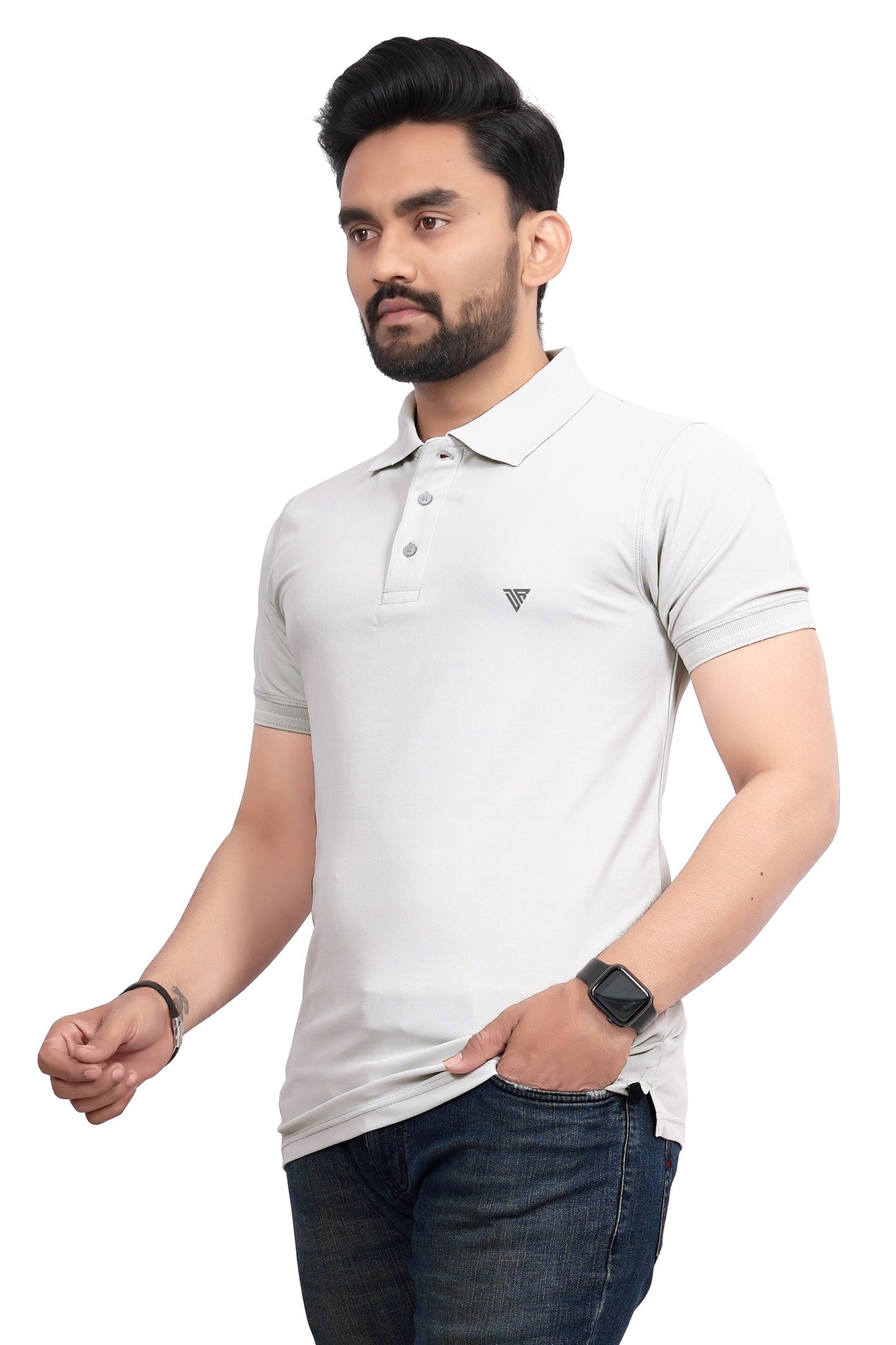 Buy Polo knit collar Tshit for Men  Grey online