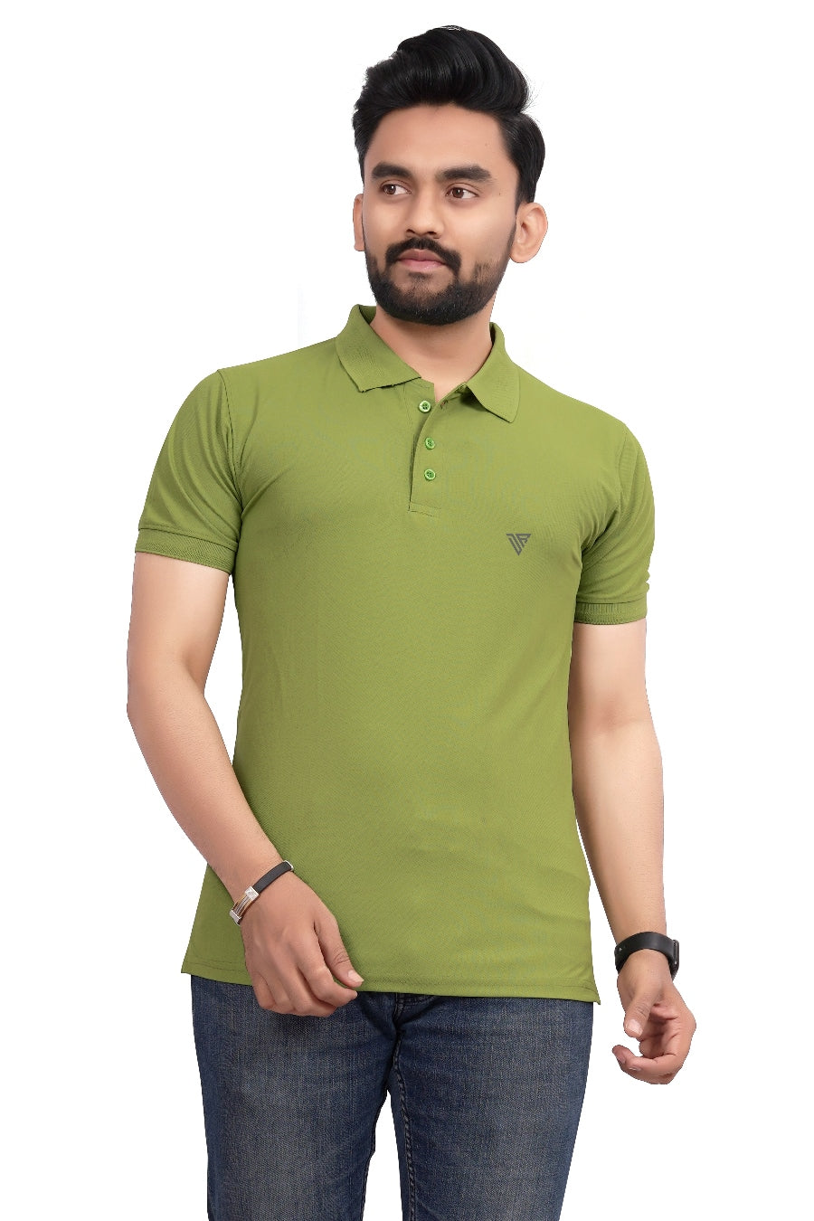Buy Polo knit collar Tshit for Men  Men Leave Green online