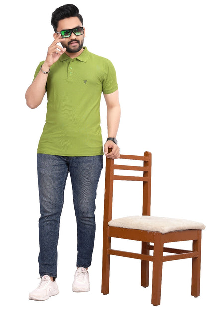 Buy Polo knit collar Tshit for Men  Men Leave Green online