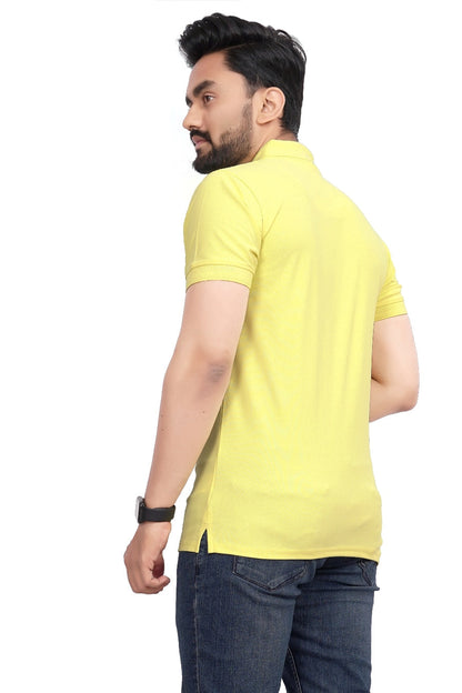Buy Polo knit collar Tshit for Men  Men Lemon Yellow online