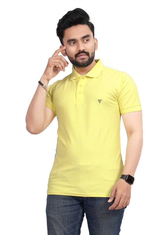 Buy Polo knit collar Tshit for Men  Men Lemon Yellow online