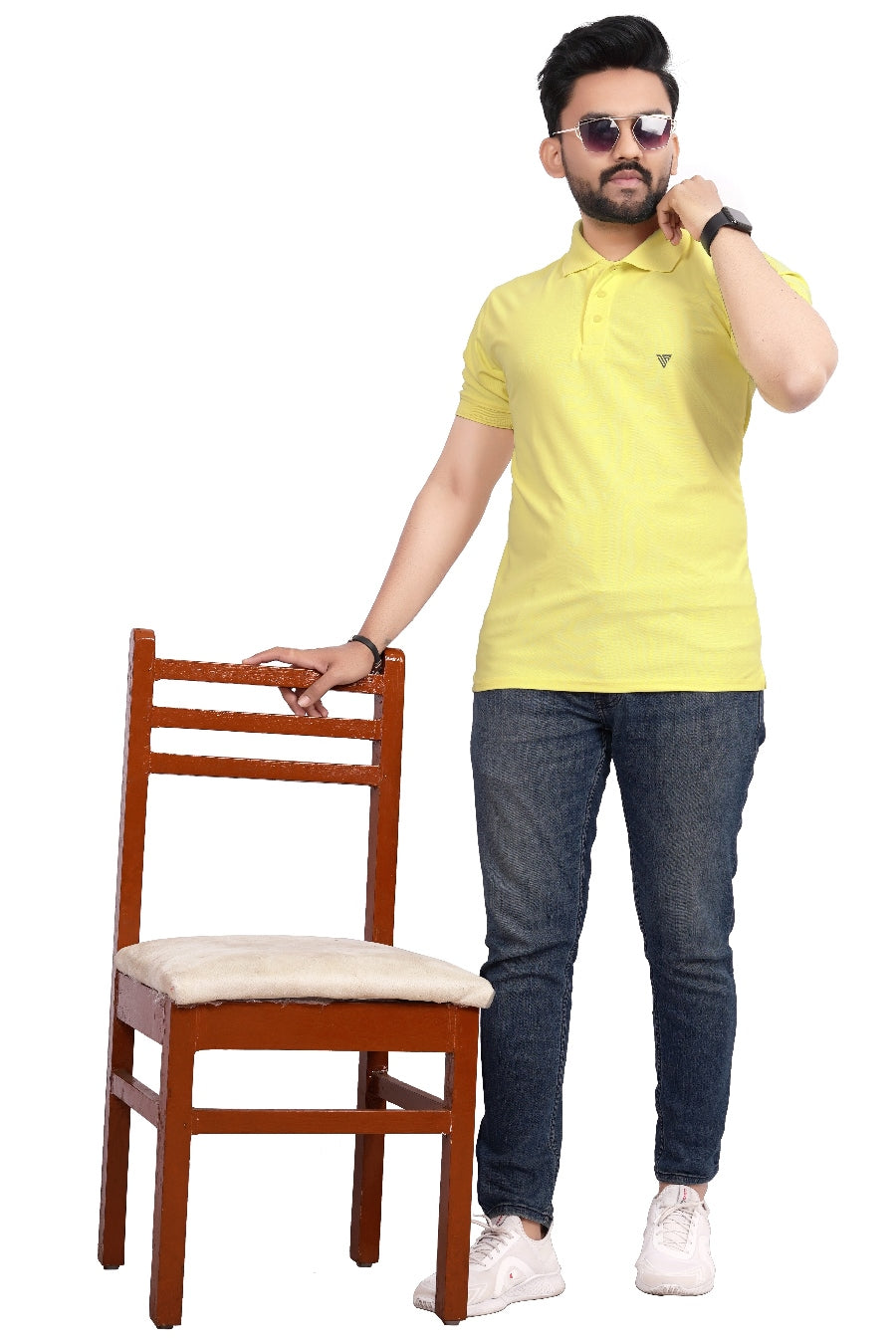 Buy Polo knit collar Tshit for Men  Men Lemon Yellow online