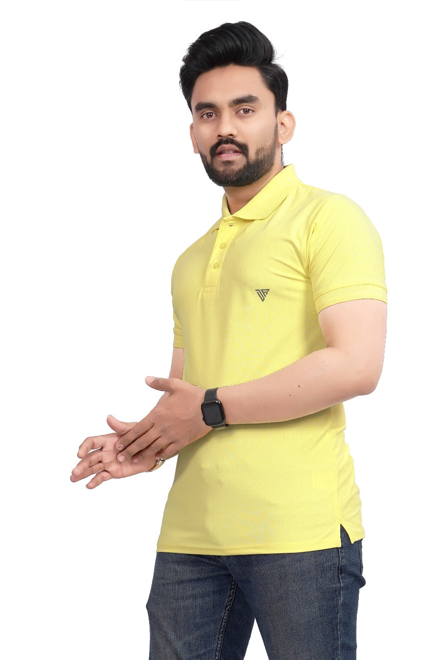 Buy Polo knit collar Tshit for Men  Men Lemon Yellow online