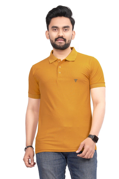 Buy Polo knit collar Tshit for Men  Men Mustard Yellow online