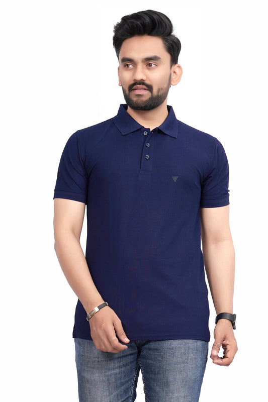 Buy Polo knit collar Tshit for Men  Men Navy Blue online