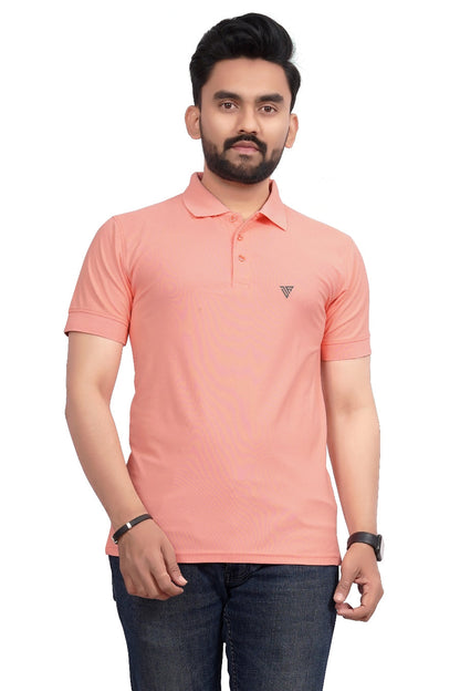 Buy Polo knit collar Tshit for Men  Men Peach online