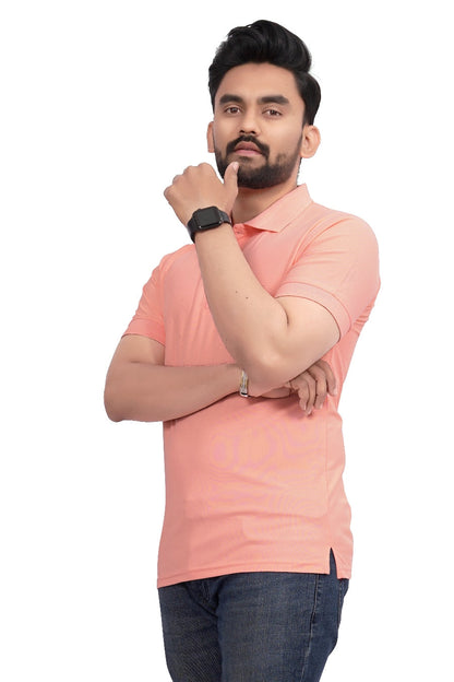 Buy Polo knit collar Tshit for Men  Men Peach online