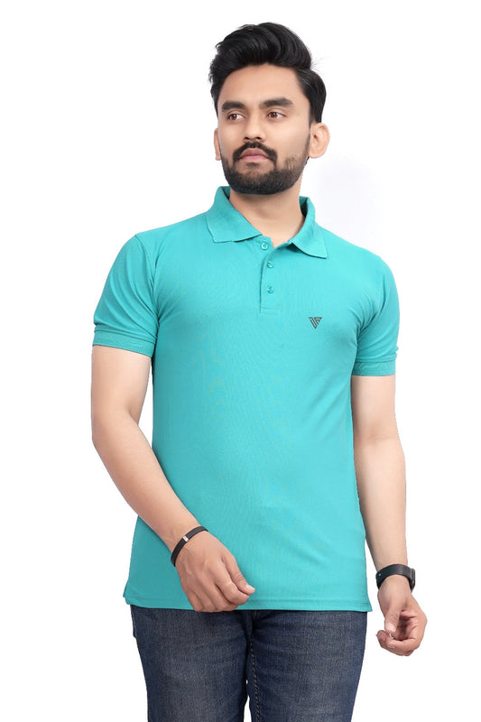 Buy Polo knit collar Tshit for Men  Men Sea Green online
