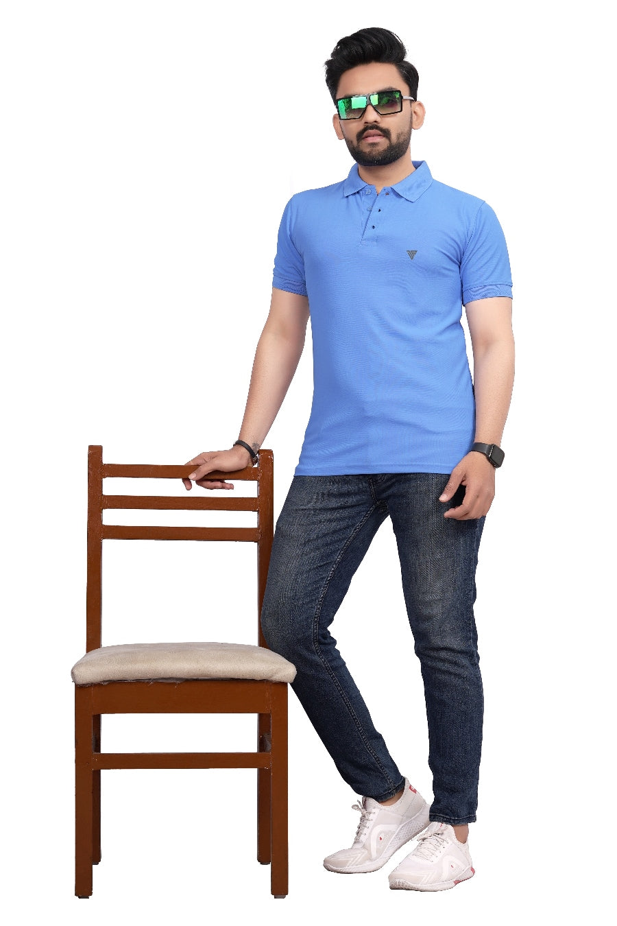 Buy Polo knit collar Tshit for Men  Men Sky Blue online