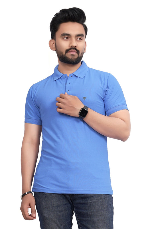 Buy Polo knit collar Tshit for Men  Men Sky Blue online