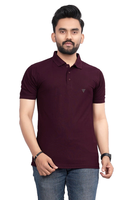Buy Polo knit collar Tshit for Men  Men  Wine  online