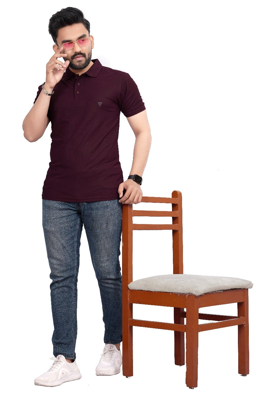 Buy Polo knit collar Tshit for Men  Men  Wine  online