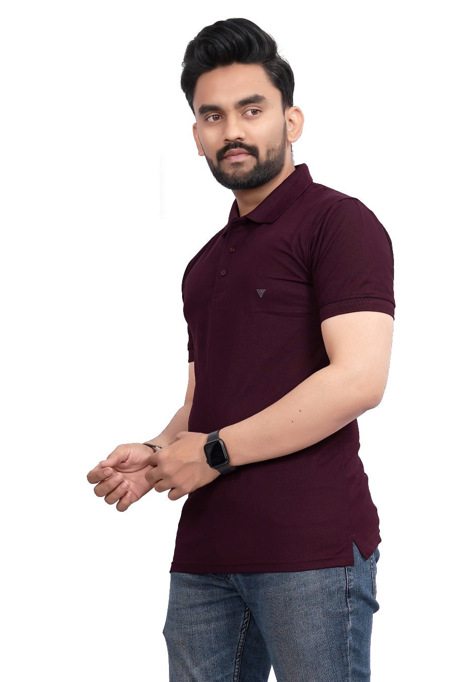 Buy Polo knit collar Tshit for Men  Men  Wine  online