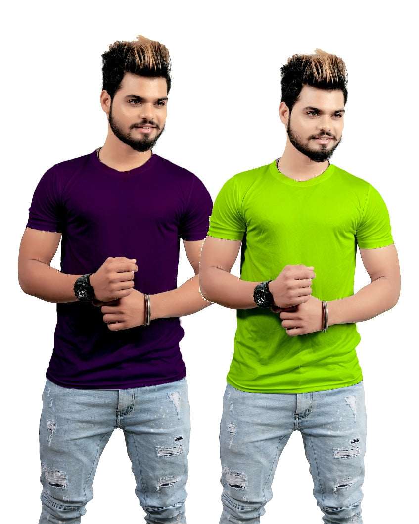 Men's Regular Fit Licra T-Shirt ( Pack Of 2 Combo )