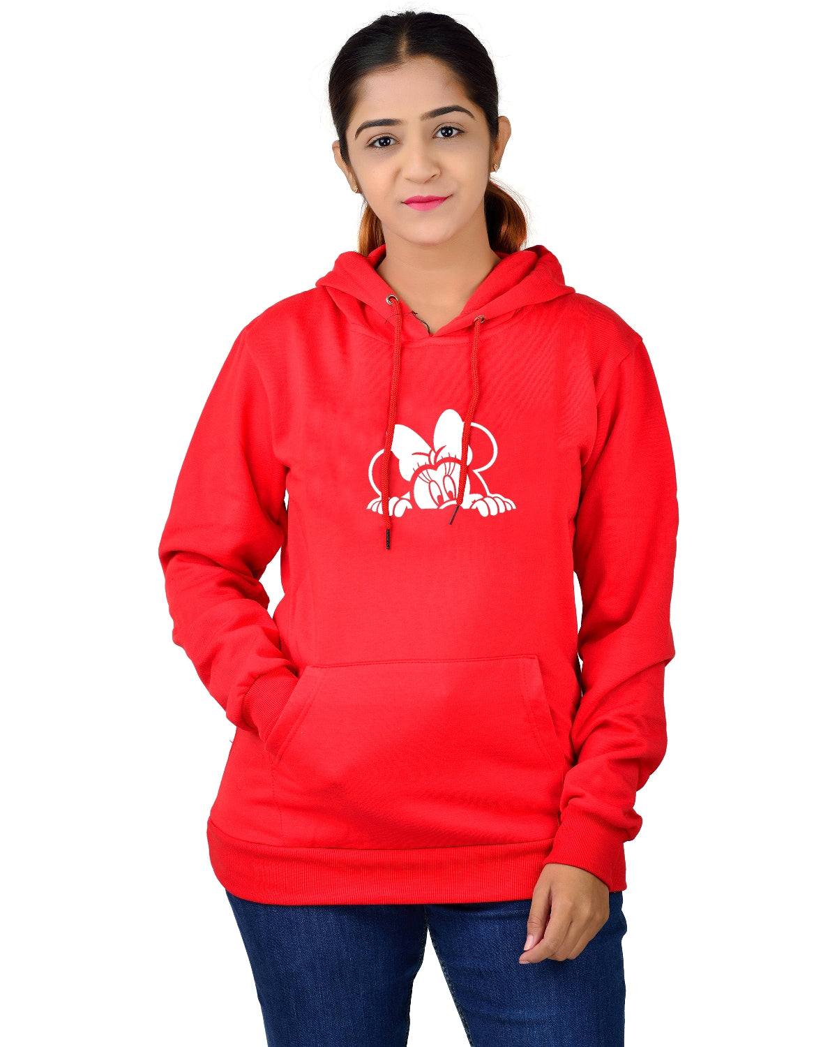 Women,s Regular Fit MINI Printed Cotton Hoodie