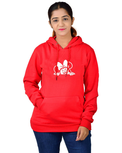 Women,s Regular Fit MINI Printed Cotton Hoodie