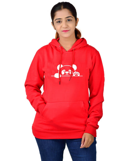 women,s Regular Fit Panda Printed Cotton Hoodie