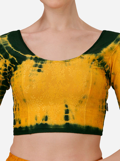 Buy Round Neck Nylon Lycra Stretchable Elbow Sleeves Readymade Saree Blouse Online.