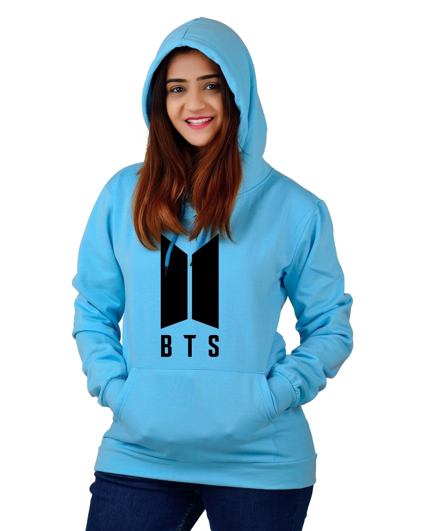 Women,s Regular Fit BTS Printed Cotton Hoodie