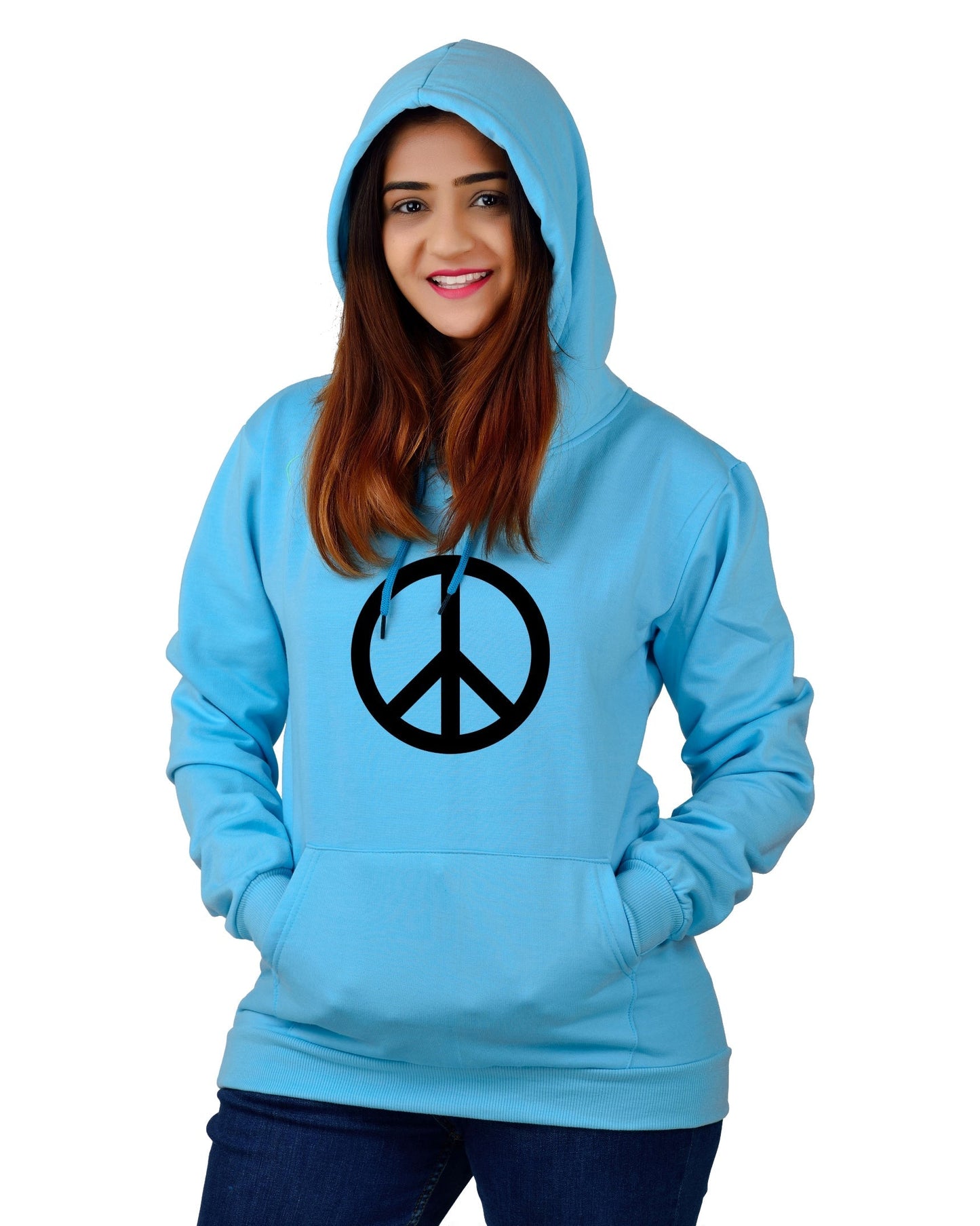 Women,s Regular Fit Peace Printed Cotton Hoodie