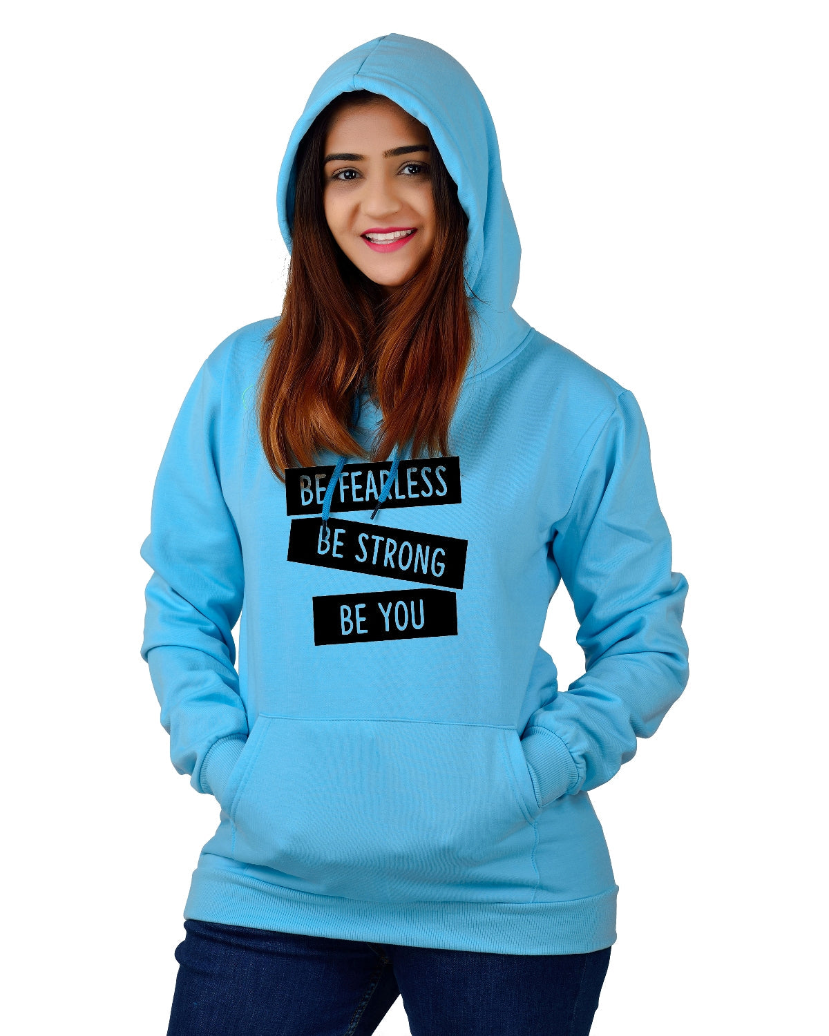 Women,s Regular Fit BSBY Printed Cotton Hoodie