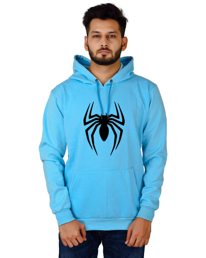 Men's Regular Fit Spider Printed Cotton Hoodie