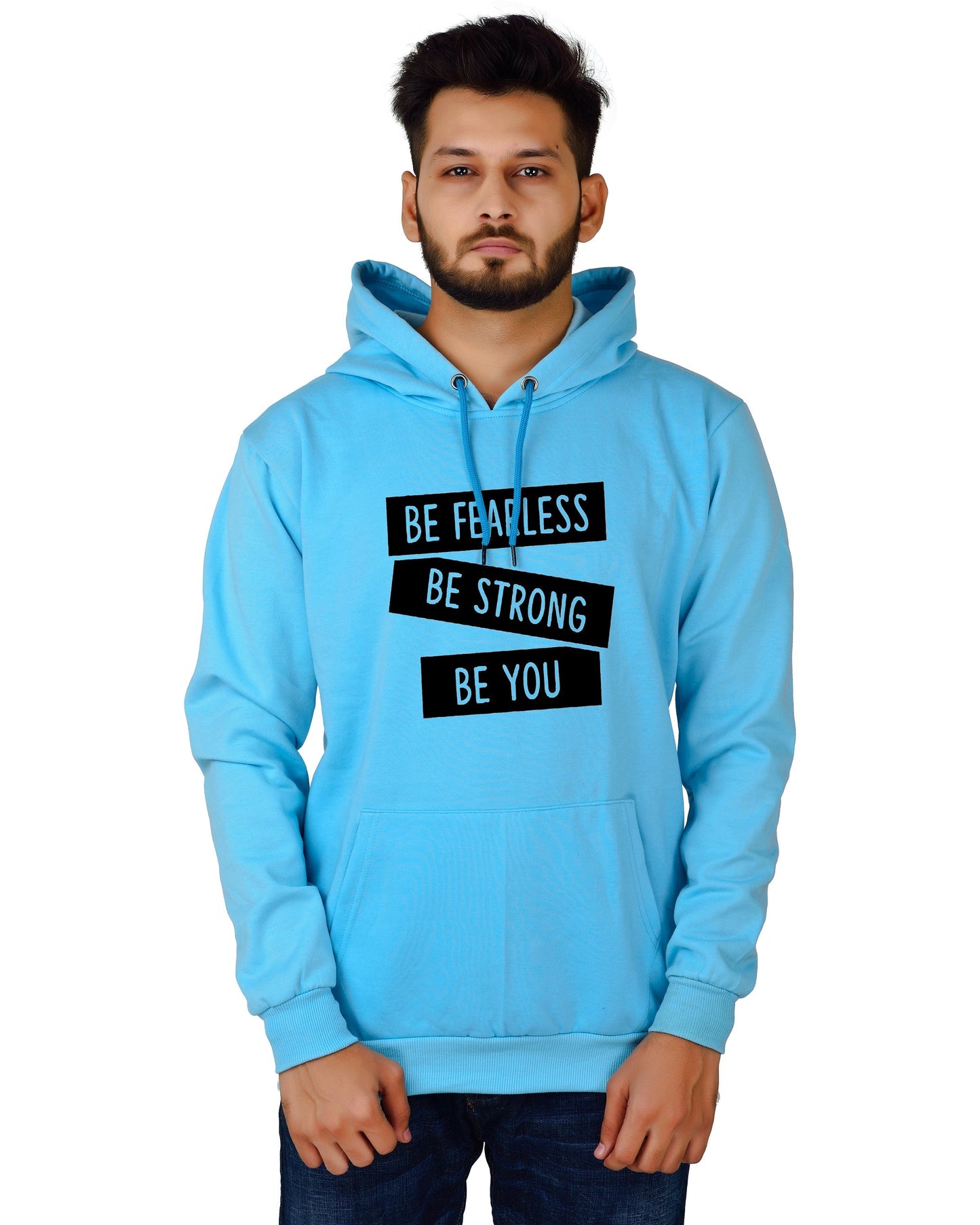 Men's Regular Fit Be Strong Be You Printed Cotton Hoodie
