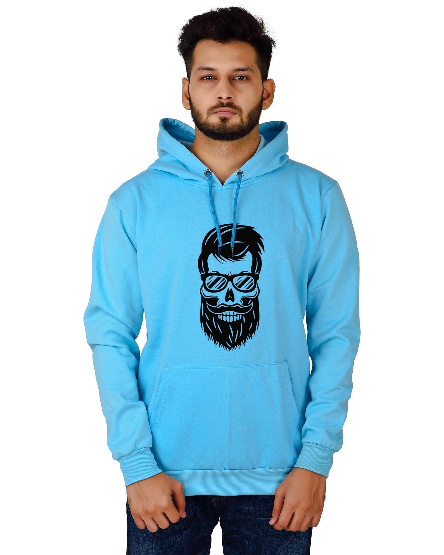 Men's Regular Fit Beard Man Printed Cotton Hoodie