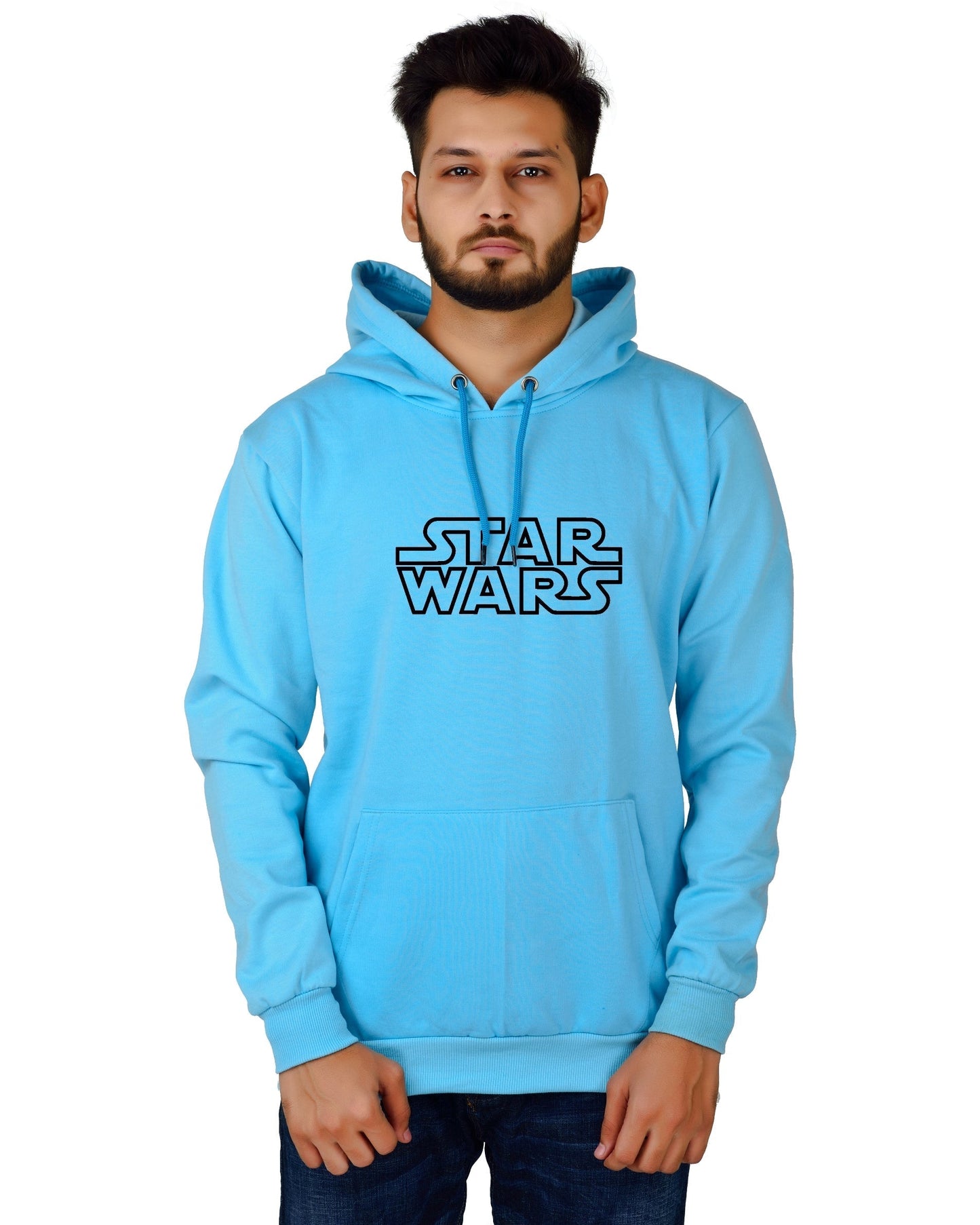 Men's Regular Fit Star War Printed Cotton Hoodie