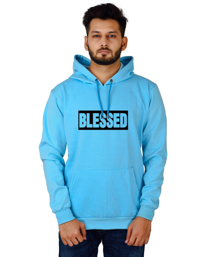 Men's Regular Fit Blessed Printed Cotton Hoodie