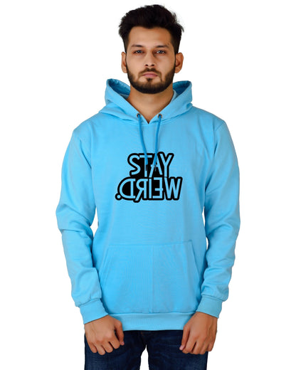 Men's Regular Fit Stay Weired Printed Cotton Hoodie