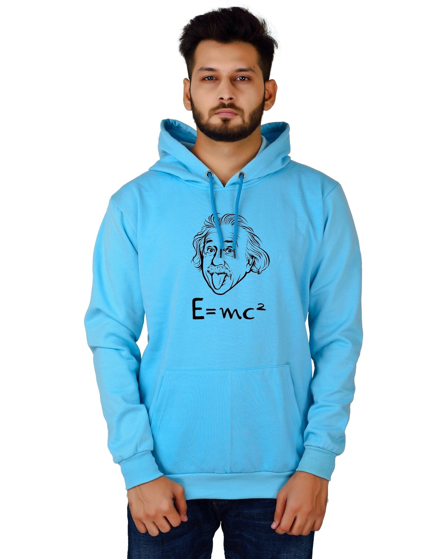 Men's Regular Fit E=MC2 Printed Cotton Hoodie