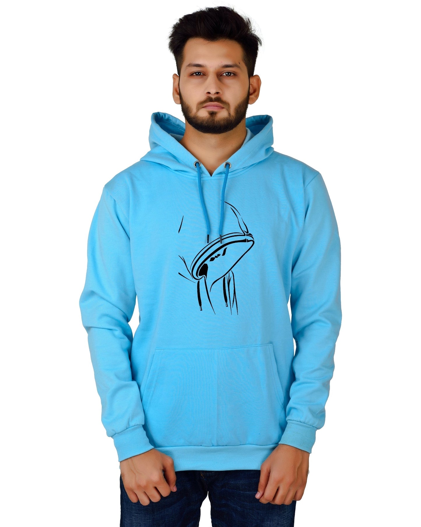 Men's Regular Fit Hidden Face Printed Cotton Hoodie