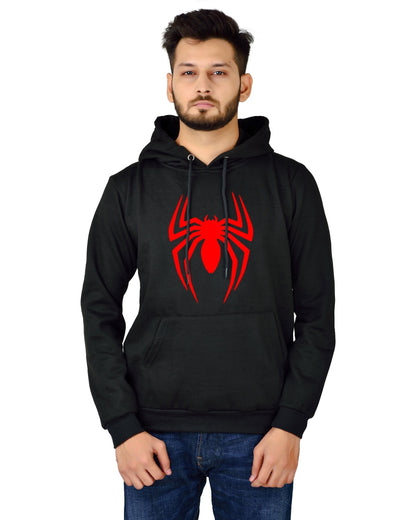 Men's Regular Fit Spider Printed Cotton Hoodie