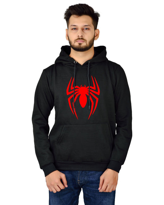 Men's Regular Fit Spider Printed Cotton Hoodie