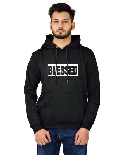 Men's Regular Fit Blessed Printed Cotton Hoodie