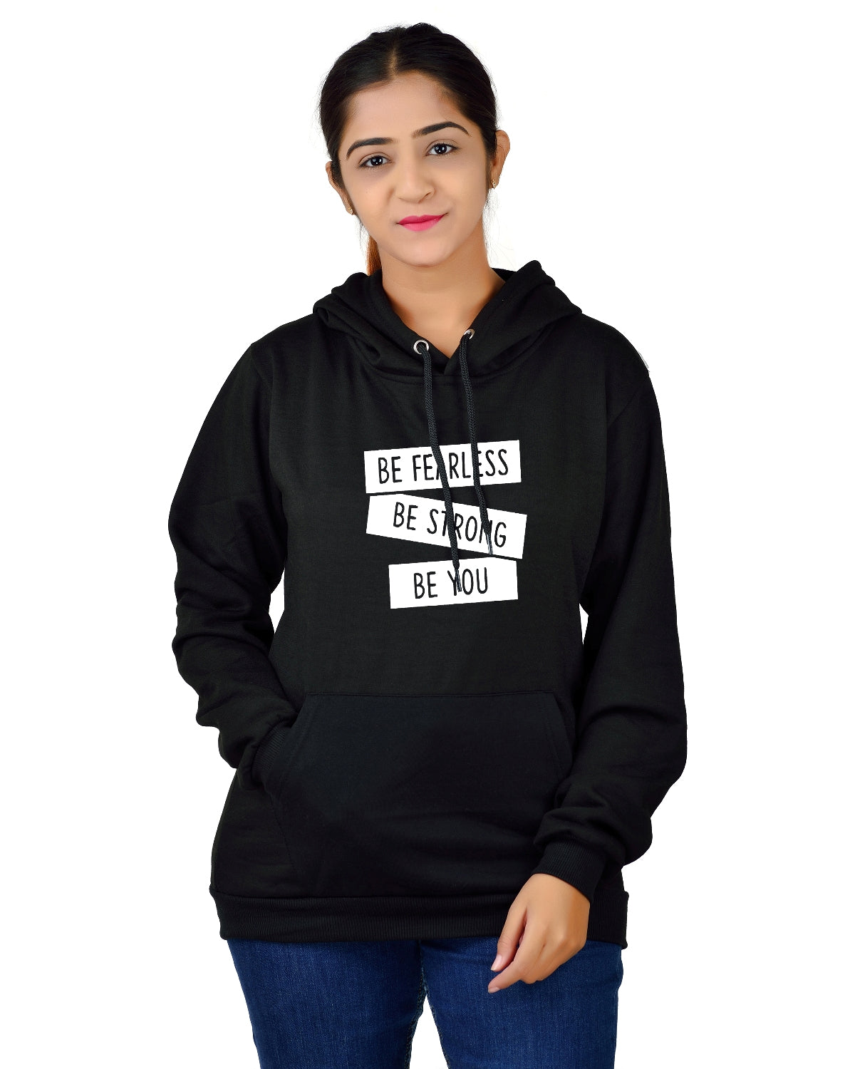 Women,s Regular Fit BSBY Printed Cotton Hoodie