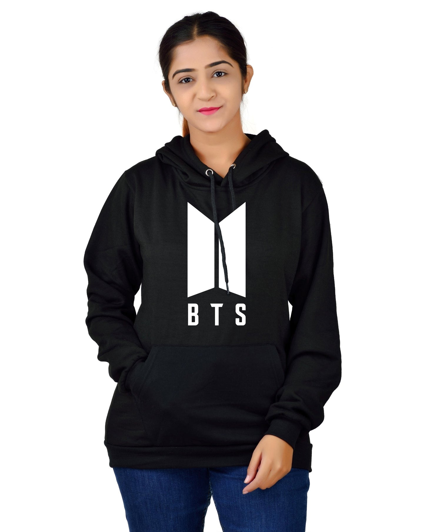 Women,s Regular Fit BTS Printed Cotton Hoodie