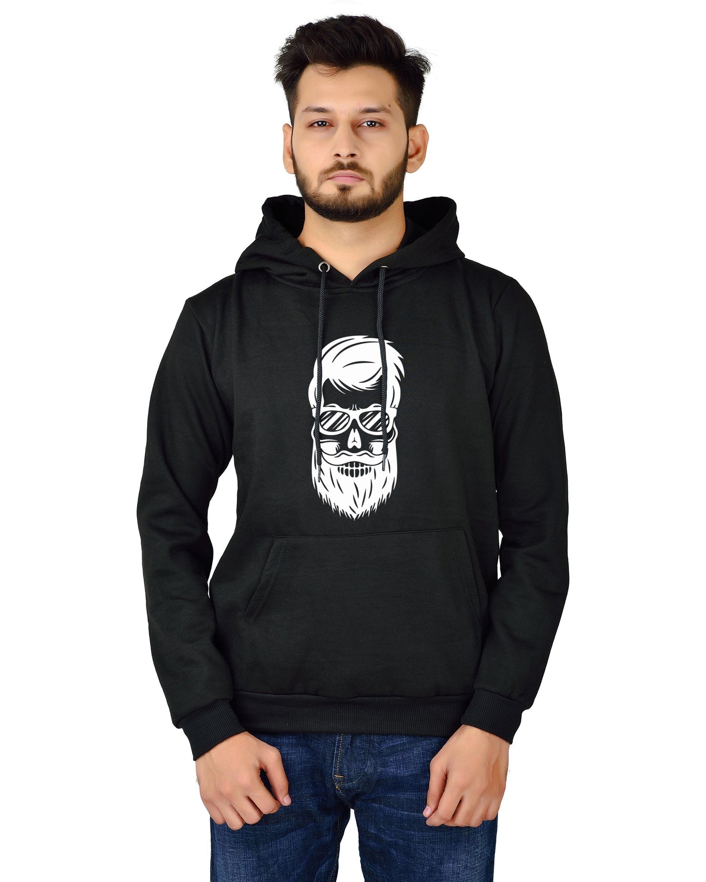 Men's Regular Fit Beard Man Printed Cotton Hoodie