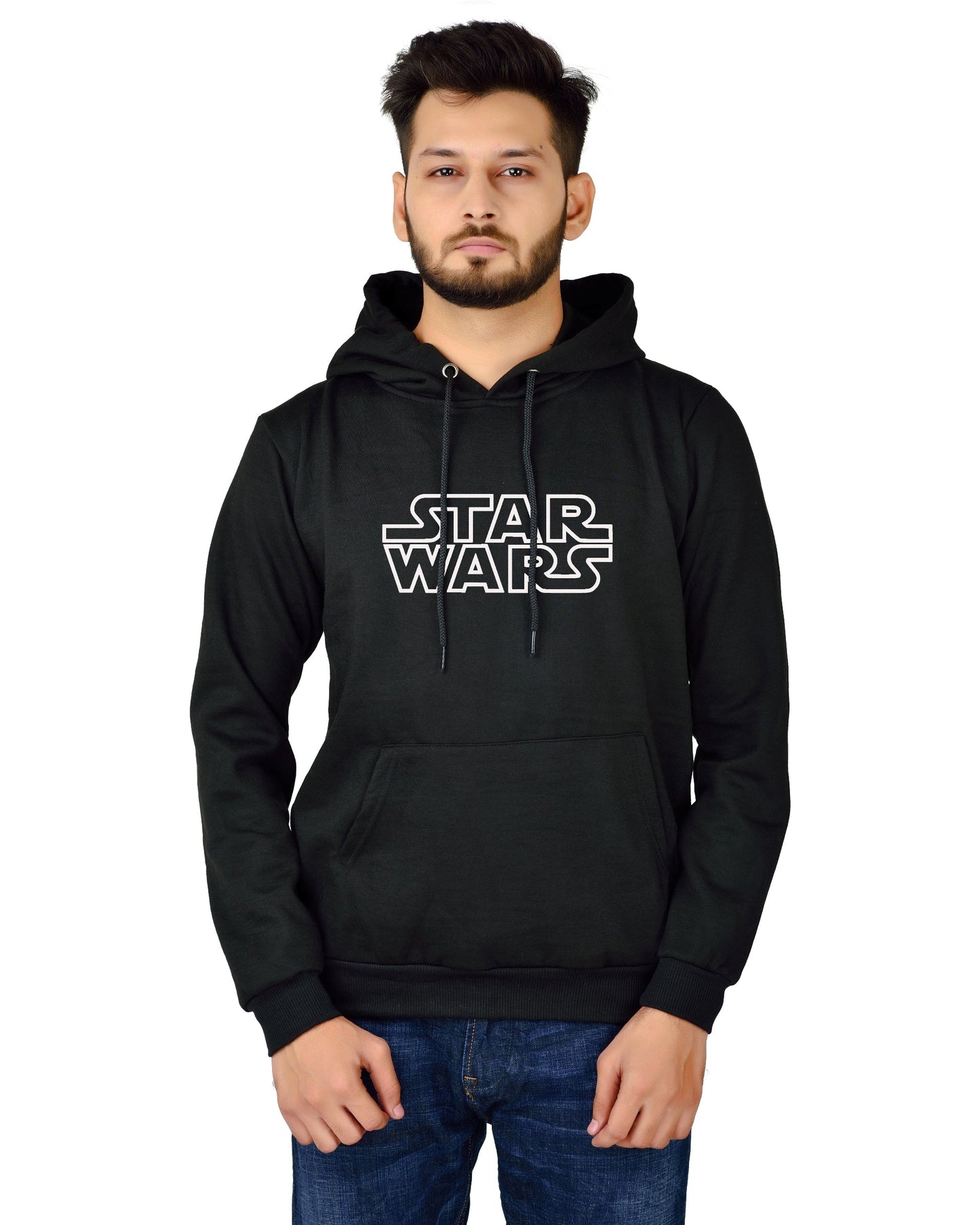 Men's Regular Fit Star War Printed Cotton Hoodie